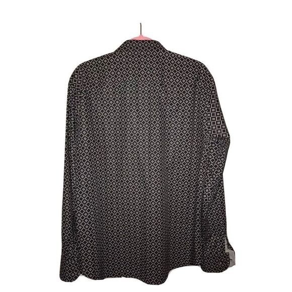Bugatchi Mens Geometric Design Shaped Fit Long Sleeve Button Mens Large Black‎ - Picture 2 of 6